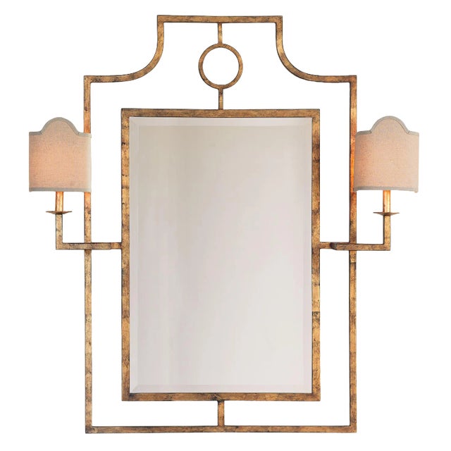 Doheny Gold Mirror With Sconces For Sale