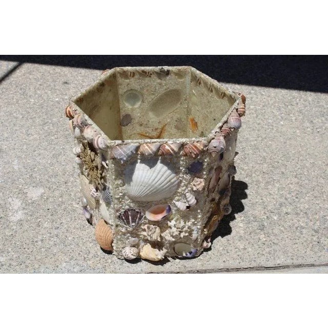 1960s Hexagon Nautical Seashell Basket For Sale - Image 4 of 10
