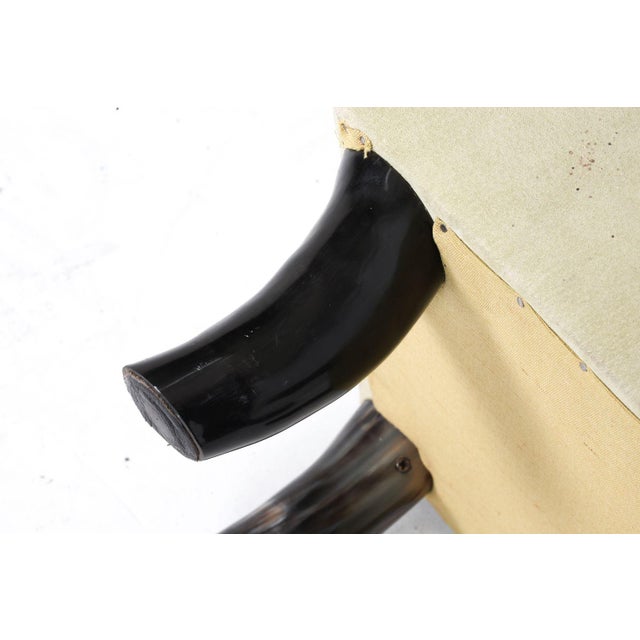 Animal Skin Suede & Ox Horn Ottoman For Sale - Image 7 of 9