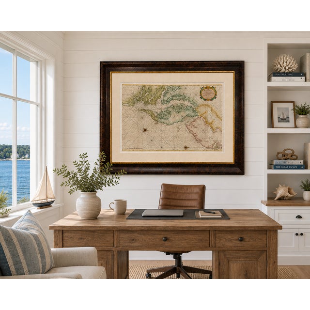 American 1773 Chesapeake & Delaware Bay Sea Chart Map – Revolutionary War Era by Mount & Page - Custom Framed For Sale - Image 3 of 6
