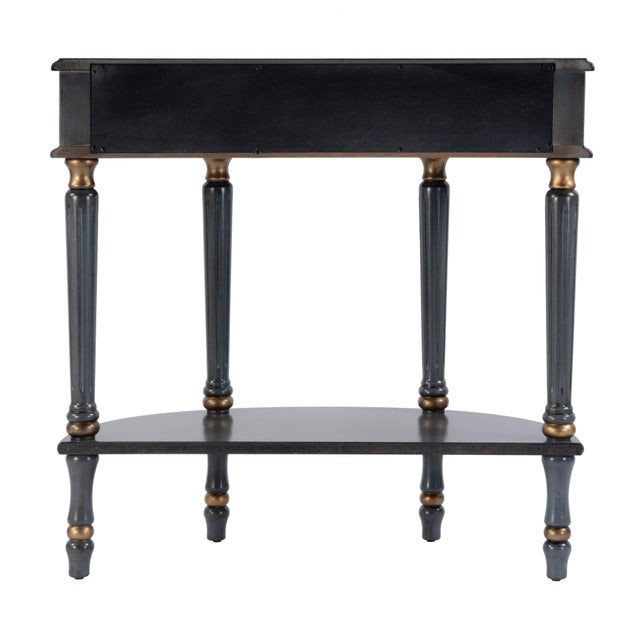 Wood Mozart 31.5 in. W Demilune Wood Hand Painted 1 Drawer Console Table with Lower Open Shelf, Royal Pastel Blue For Sale - Image 7 of 9