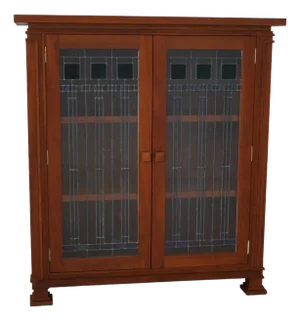Swartzendruber Cherry Leaded Stained Glass Bookcase