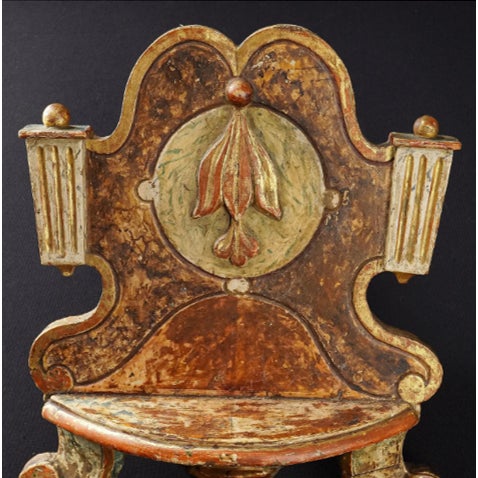 Baroque Antique Italian Baroque-Style Polychrome & Gilt Carved Wood Book Stand For Sale - Image 3 of 4