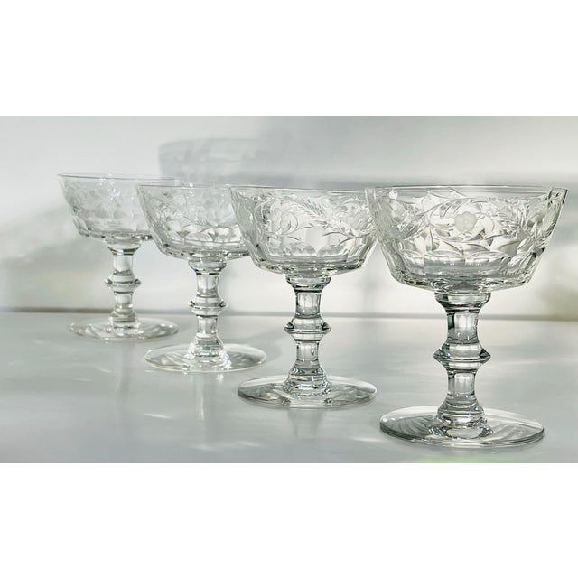 Early 20th Century Seneca Cut Glass Champagne - Set of Four For Sale - Image 4 of 10