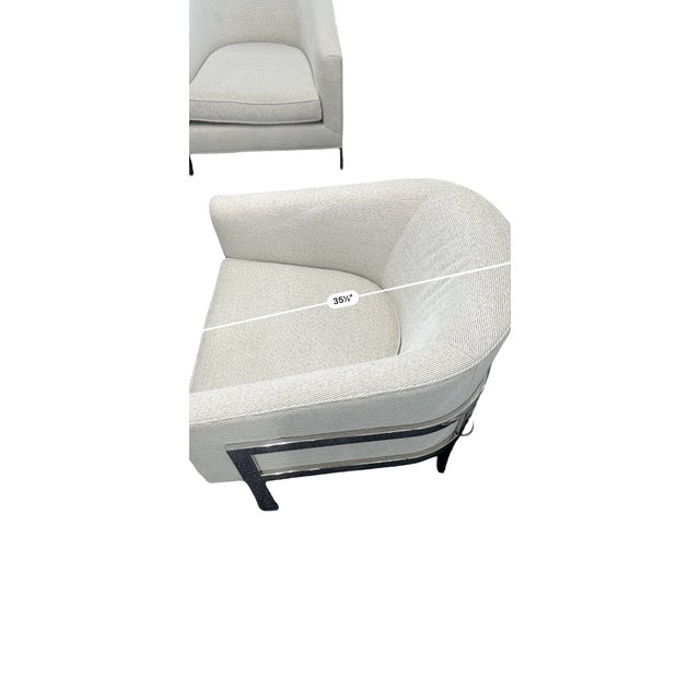 Ivory Mitchell Gold + Bob Williams Curved Barrel Lounge Chairs With Chrome Frame Set of 2 For Sale - Image 8 of 12
