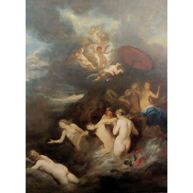 Textile 17th/18th Century Flemish Old Master - Hero Mourns the Dead Leander -Oil Painting For Sale - Image 7 of 11