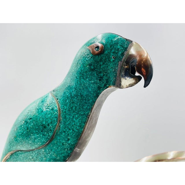 1960s Alfredo Villasana Taxco Turquoise Parrot Silver Plate Pitcher, Mexican Silver For Sale - Image 14 of 16