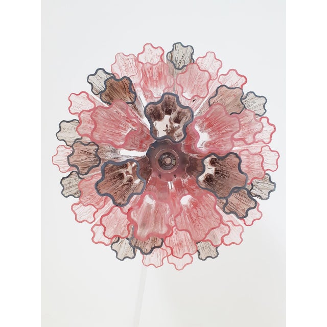 2020s Contemporary Fume’ and Pink “Tronchi” Murano Glass Chandelier For Sale - Image 5 of 7