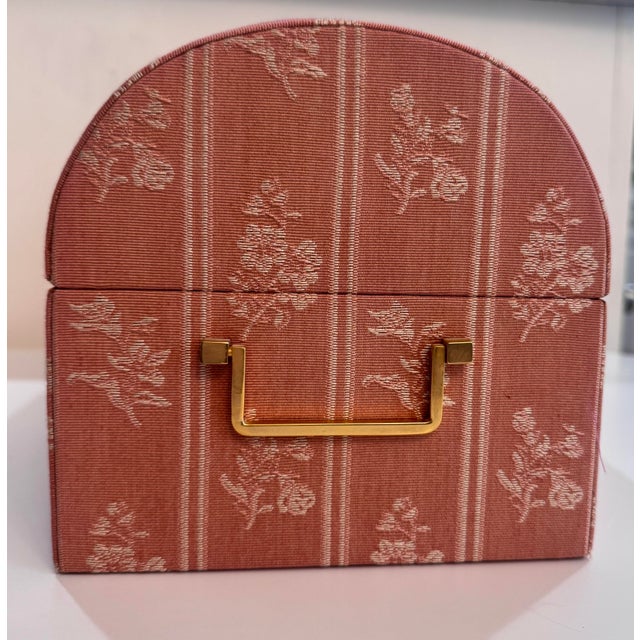 Textile Vintage Pink Floral Neiman Marcus Jewelry Box 1970s For Sale - Image 7 of 7