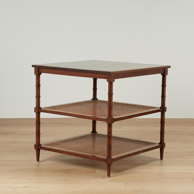 Pair of Vintage British Colonial Style Three Tiered Stands For Sale - Image 11 of 15