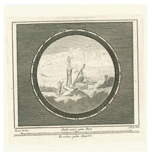 Vincenzo Aloja, Landscape from Herculaneum, Etching, 18th Century