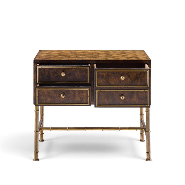 Brown Mastercraft Mid Century Burlwood and Brass Nightstands - Pair For Sale - Image 8 of 13