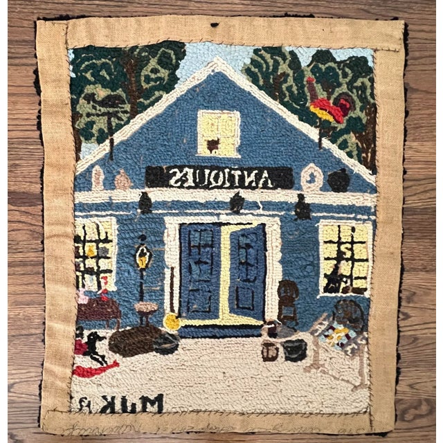 Textile Vintage Antique Store Hand Hooked Textlie For Sale - Image 7 of 9