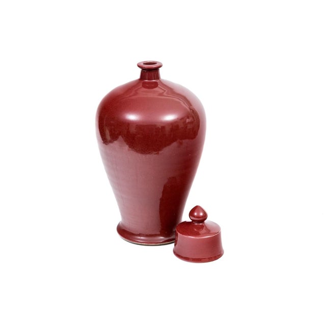 Vintage Chinese Oxblood Red Glazed Lidded Temple Jar Make a bold statement with this magnificent Chinese temple jar,...