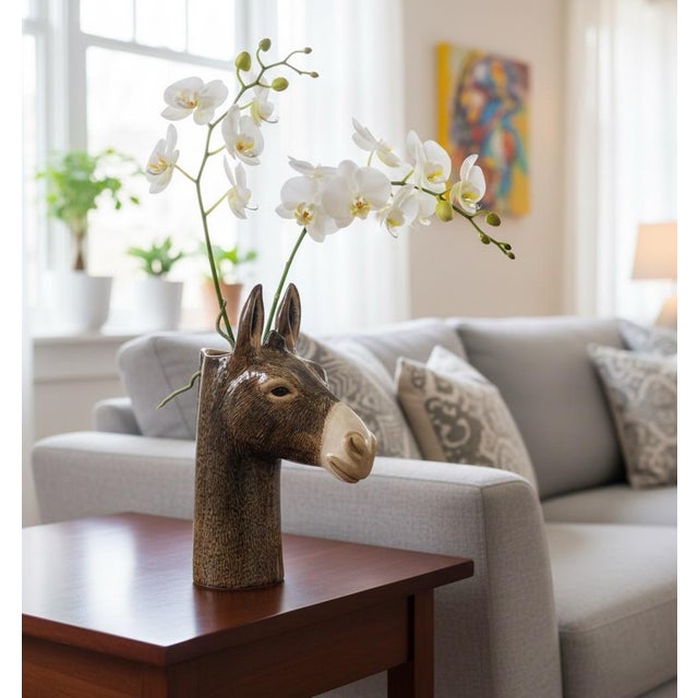 Glazed Ceramic Donkey Head Vase For Sale - Image 9 of 9