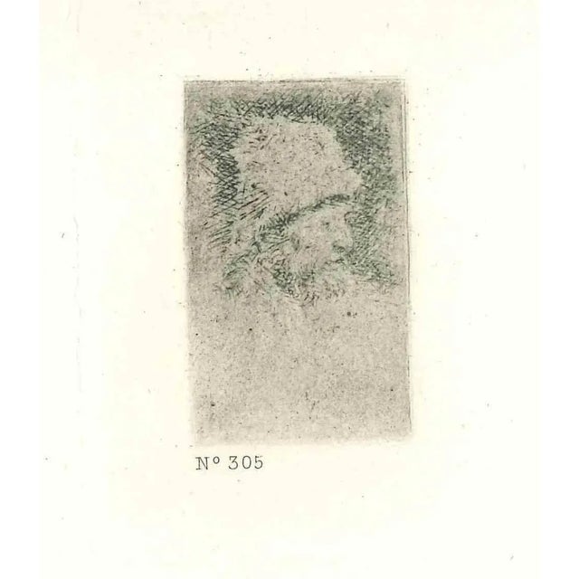 After Rembrandt, Head of a Man, Etching, 19th Century For Sale - Image 3 of 3