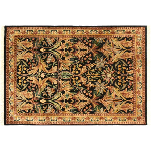 Shabby Chic International Pak-Persian Latanya Black/Beige Wool Rug - 4'1'' X 5'1'' For Sale - Image 9 of 9