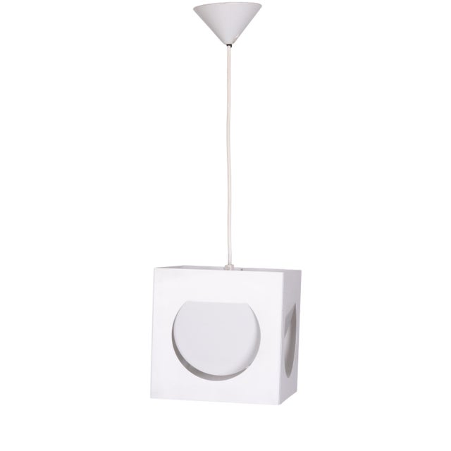 Mid-Century Modern Square Metal Pendant Lamp by Shogo Suzuki for Orno, Finland, 1960s For Sale - Image 3 of 12