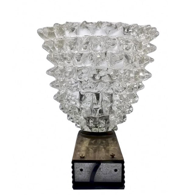 Mid-Century Modern Rostrato Murano Glass and Brass Wall Lamp by Ercole Barovier for Barovier & Toso, Italy, 1940s For Sale - Image 3 of 14
