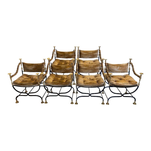Set of 6 Maison Jansen Curule Chairs, Mid 20th Century For Sale