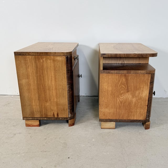 Art Deco Streamline Bedside Tables, 1950s, Set of 2 For Sale - Image 11 of 16