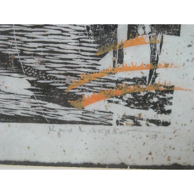 Abstract Kay Langdon Signed Framed Artist Proof Multi-Media Woodcut With Silences Between For Sale - Image 3 of 8