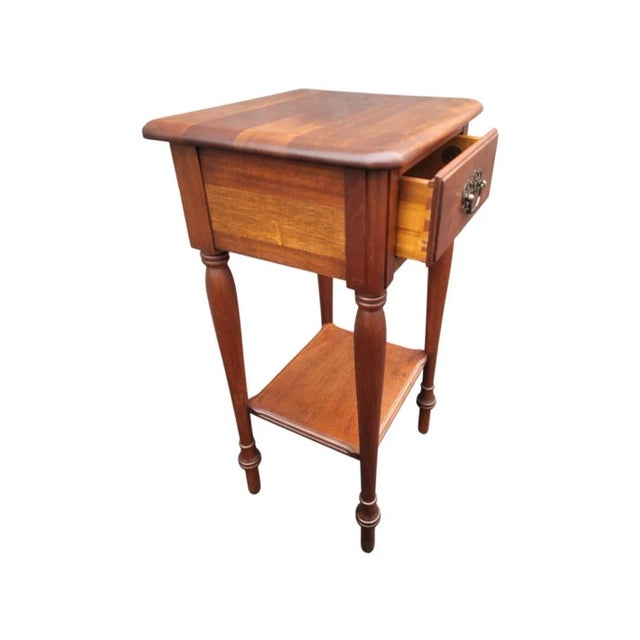 American 1960s Kling Factories Refinished Two-Tier Solid Mahogany Side Table For Sale - Image 3 of 7