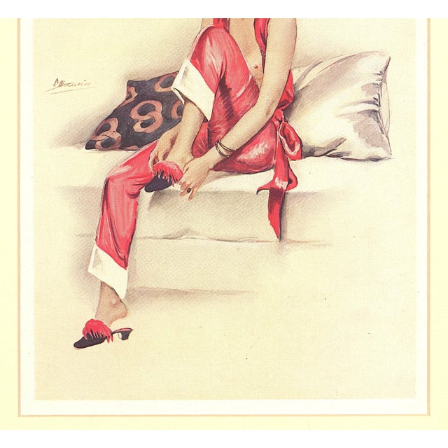 Contemporary 1930 French Art Deco Lithograph-Nude by Suzanne Muenier, Matted For Sale - Image 3 of 4