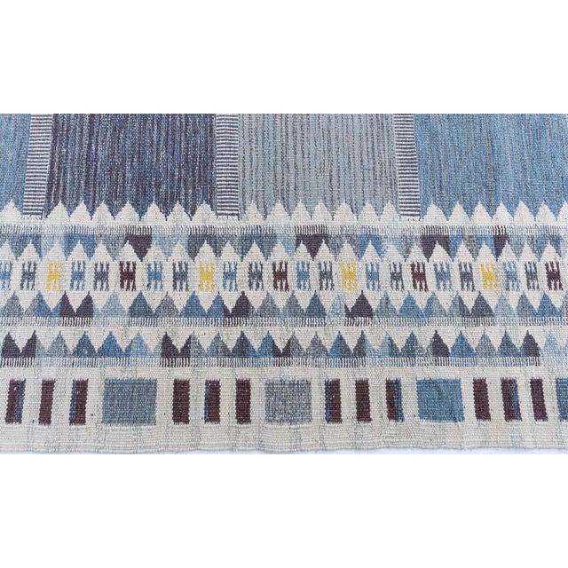 Flatweave Modern Geometric Stripe Slate Gray Rug "Cresta" by Doris Leslie Blau For Sale - Image 4 of 7