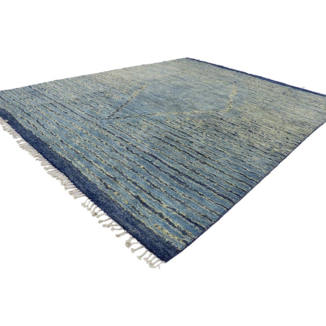 Contemporary Moroccan Area Rug with Modern Tribal Boho Chic Style 09'02 x 11'07. Soft and sumptuous with modern bohemian...