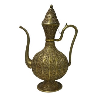 Handmade Artistic Brass Metal Color Wine Jar Shape Display Figure For Sale