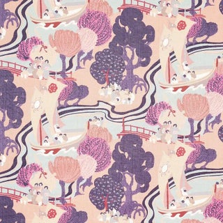 Sample- Schumacher Pearl River Fabric in Blush For Sale