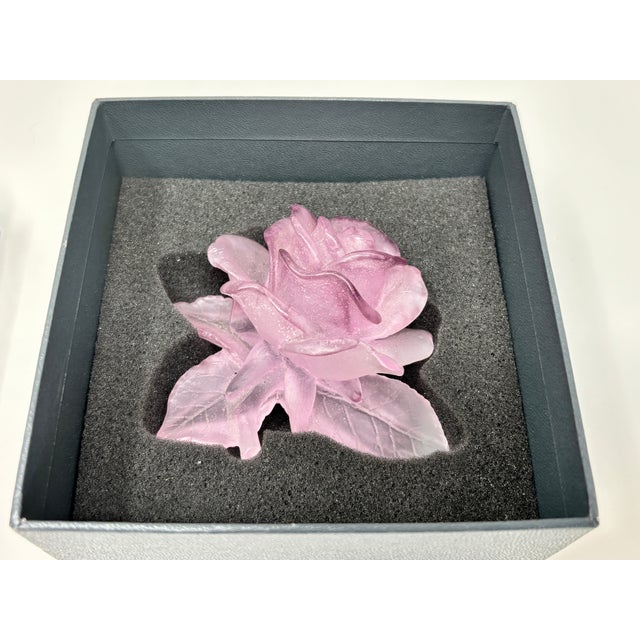 Daum France Rose Passion Pâte De Verre Crystal Rose Paperweight, 1990s For Sale - Image 11 of 15