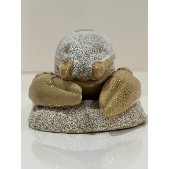 Vintage Italian Majolica Crab Lidded Ceramic Box Textured Glaze Marked For Sale - Image 4 of 7