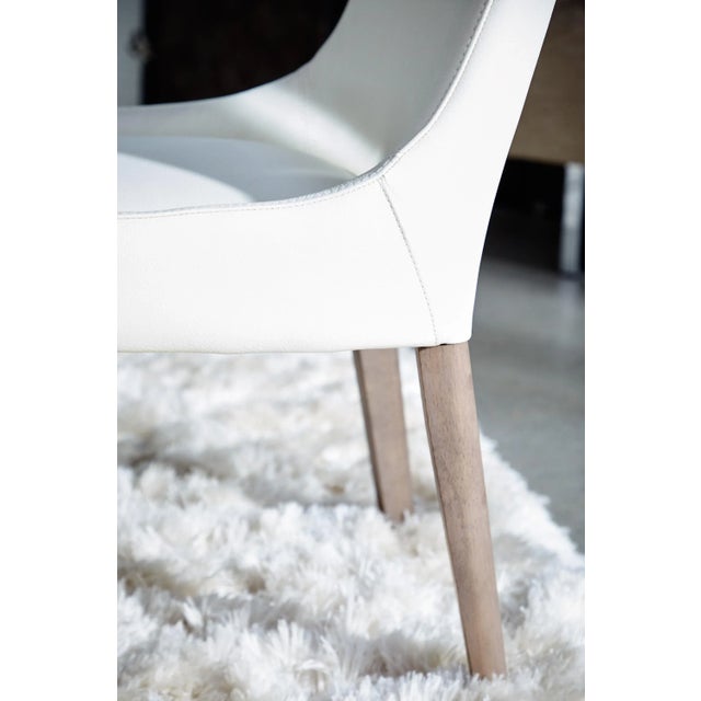 Aurora Grey Wood Dining Chairs, Alabaster Leather, Set of 2 For Sale In Los Angeles - Image 6 of 13