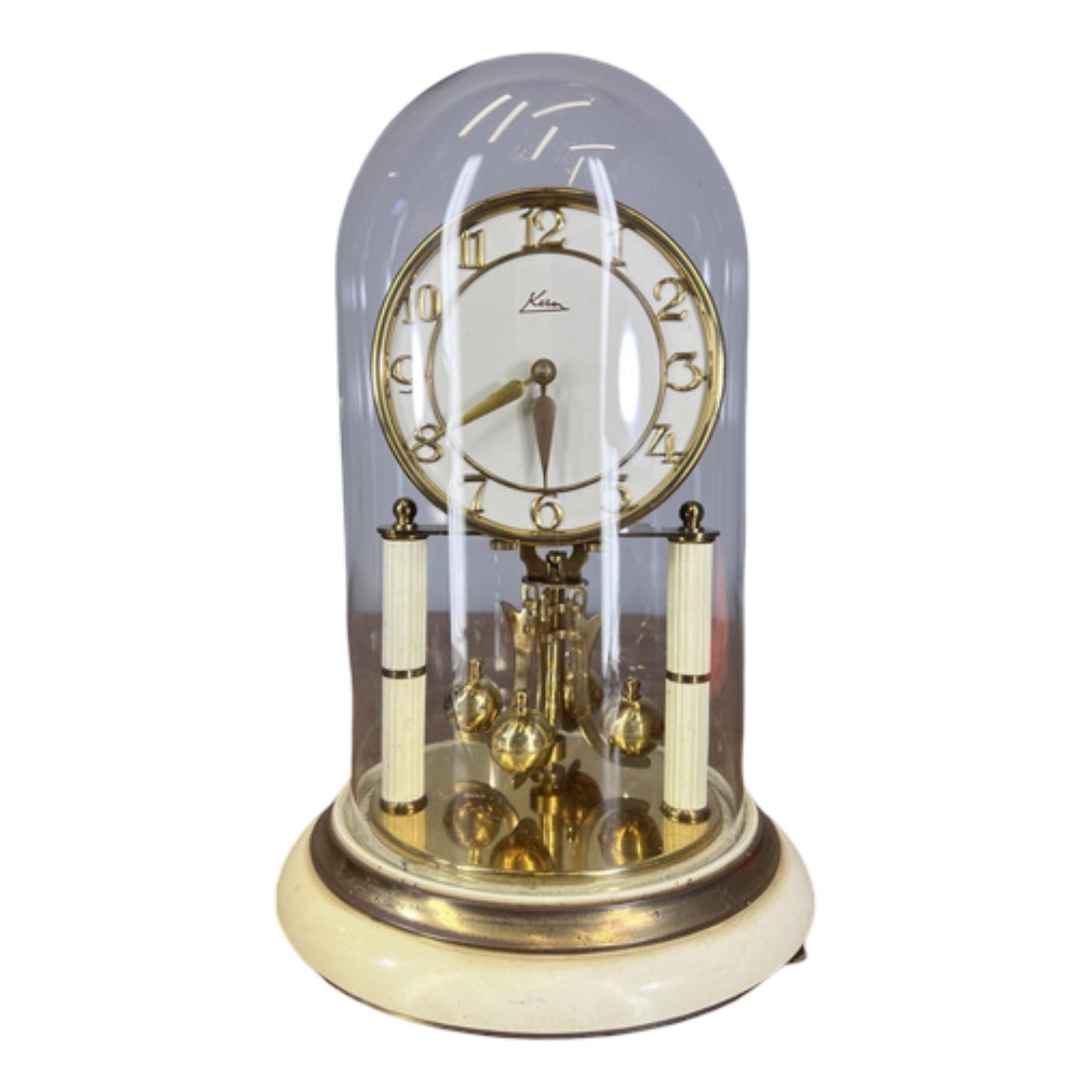 Vintage Style Glass Dome and Brass Anniversary Clock | Chairish