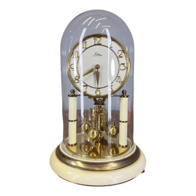 Vintage Style Glass Dome and Brass Anniversary Clock For Sale