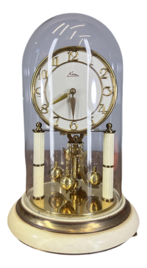 Vintage Style Glass Dome and Brass Anniversary Clock