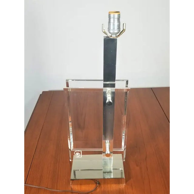 Metal Pierre Cardin Signed Lucite Table Lamp Mid Century Modern 1970s For Sale - Image 7 of 12