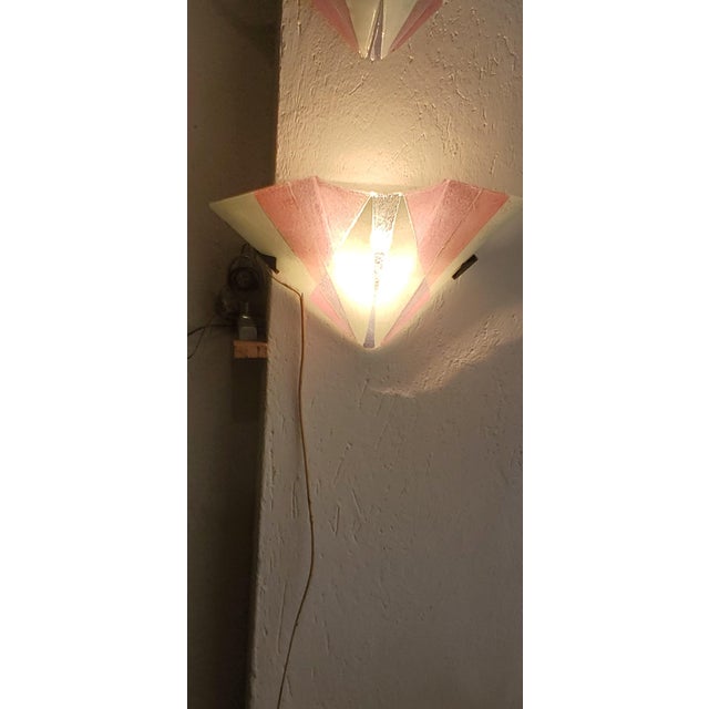 Blue Art Deco Style Murano Glass Wall Lamps, 1970s, Set of 2 For Sale - Image 8 of 15