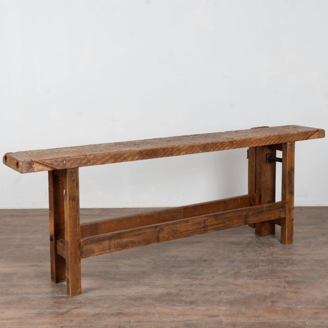 Antique French Rustic Carpenter's Workbench Console Table For Sale - Image 18 of 18