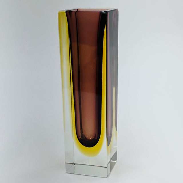 Vintage Murano Glass Vase Vintage Mid-Century Modern Sommerso Glass Square Vase For Sale - Image 16 of 17