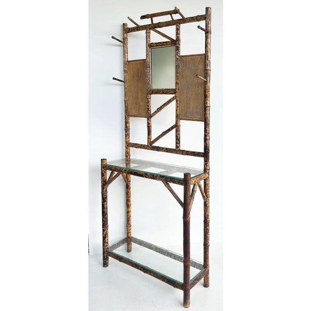 Traditional Aesthetic Movement English Tortoise Burnt Bamboo Hall Stand, 1880s For Sale - Image 3 of 13