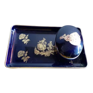 1940s Vintage Limoges France Gilded Vanity Set - 2 Pieces