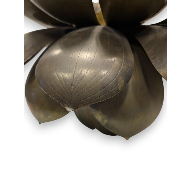 Hollywood Regency Mid 20th Century Hollywood Regency Feldman Brass Lotus Hanging Lamp For Sale - Image 3 of 5