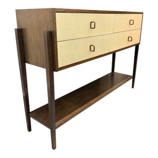 Arteriors Nora Console — Eucalyptus, Ivory Leather & Brass For Sale