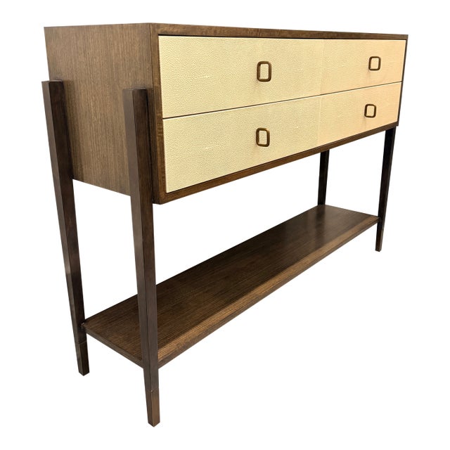Arteriors Nora Console — Eucalyptus, Ivory Leather & Brass For Sale