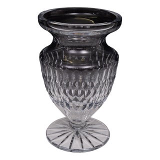 Large Vintage Belgian Cut Crystal Glass Vase, 1960s For Sale