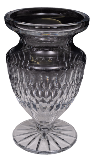 Large Vintage Belgian Cut Crystal Glass Vase, 1960s