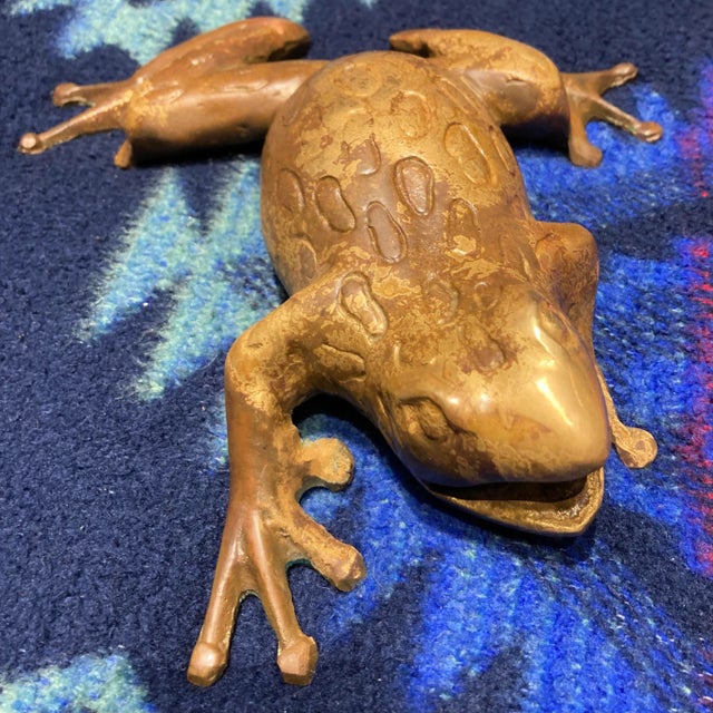 Midcentury Bullfrog Sculpture in Patinated Brass For Sale - Image 10 of 13
